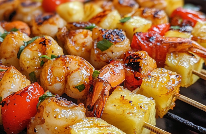 Grilled Pineapple Shrimp Skewers with Sweet Chili