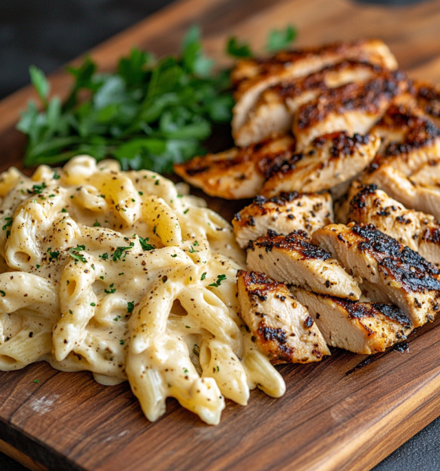 High Protein Grilled Chicken Alfredo Pasta