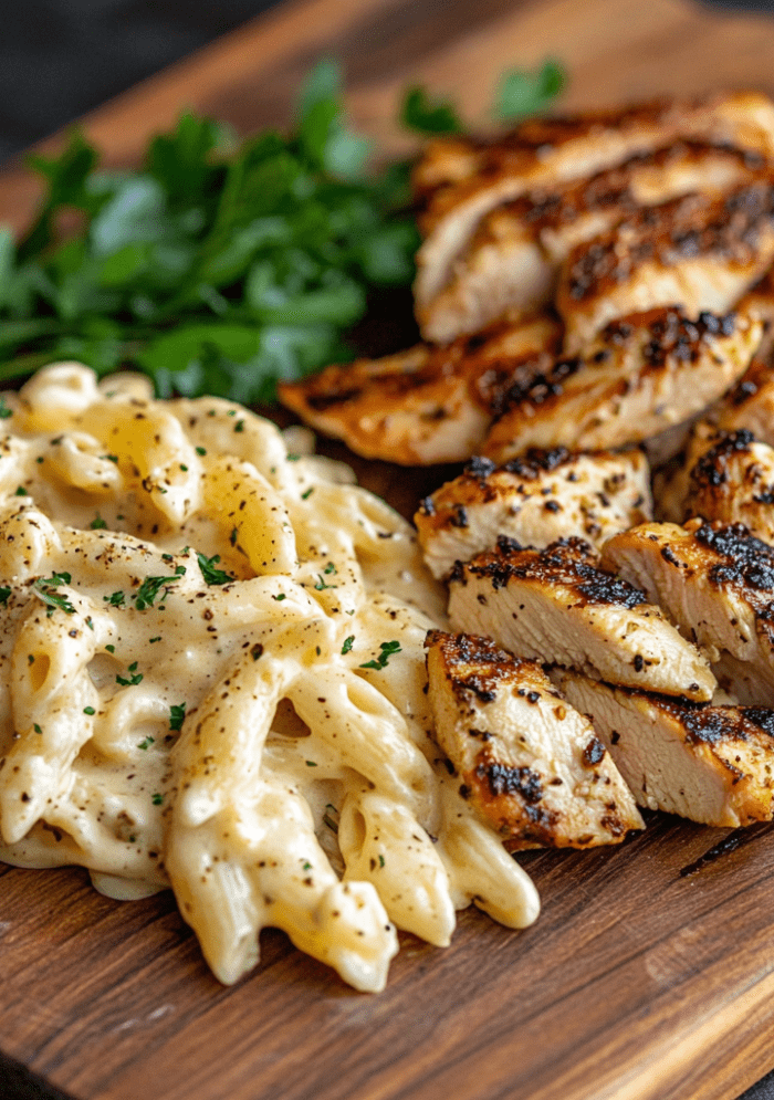 High Protein Grilled Chicken Alfredo Pasta