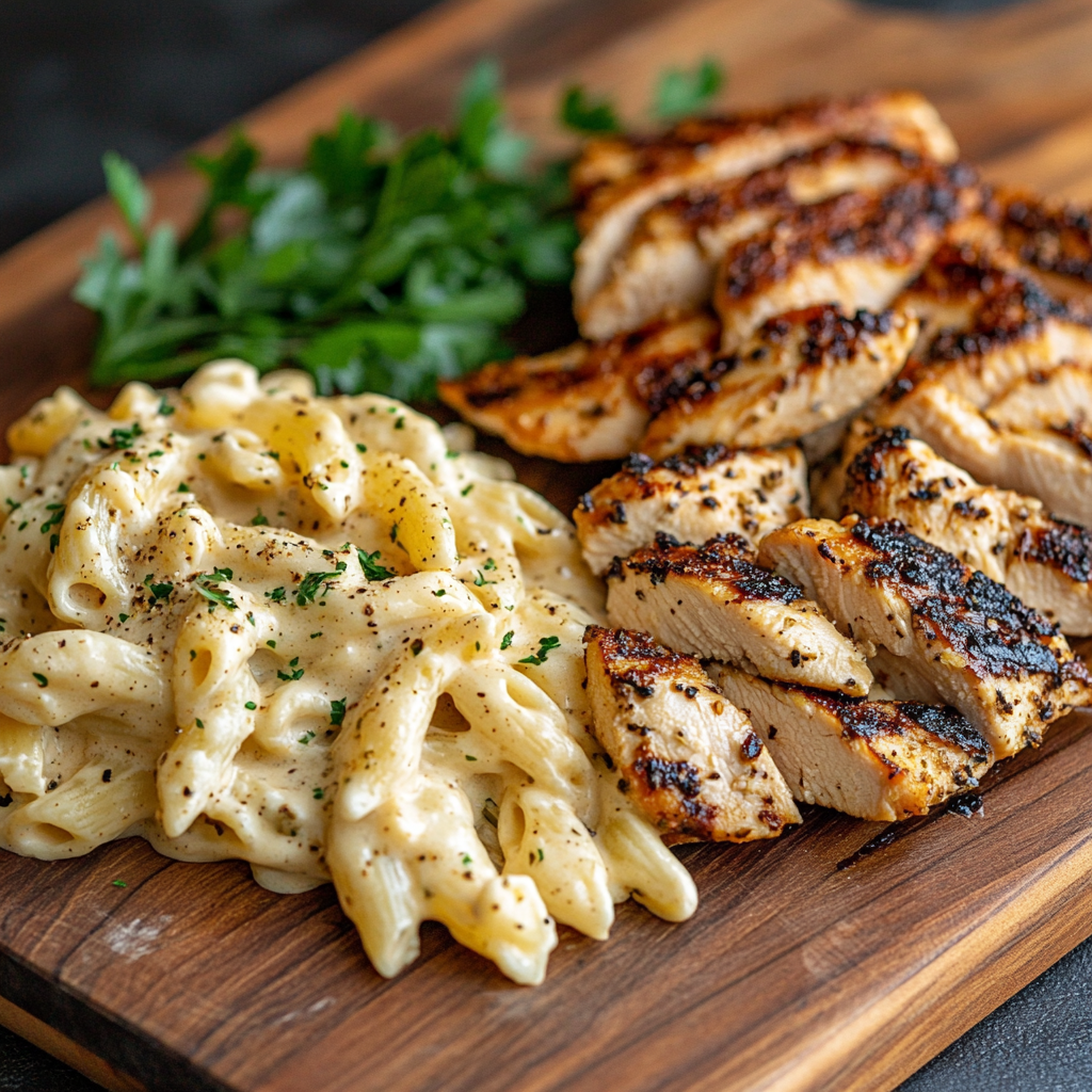 High Protein Grilled Chicken Alfredo Pasta