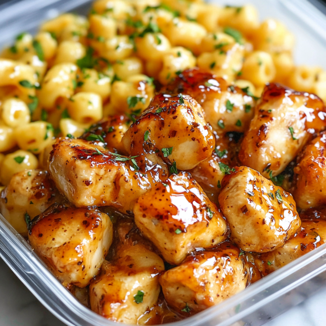 High-Protein Honey Garlic Butter Chicken with Mac & Cheese