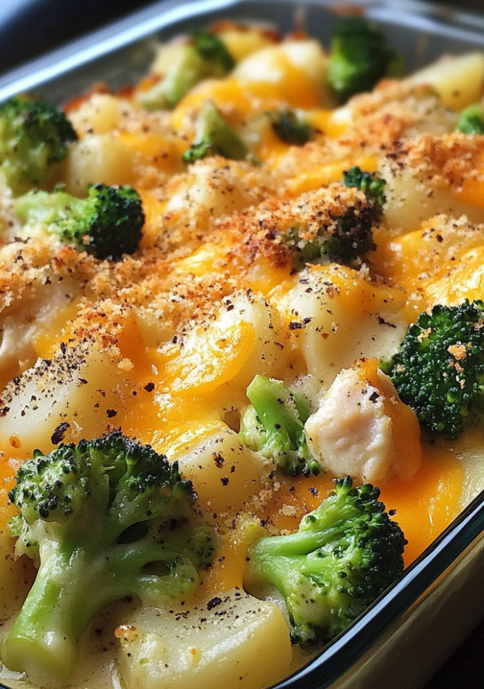 Creamy Baked Potato Chicken and Broccoli Casserole