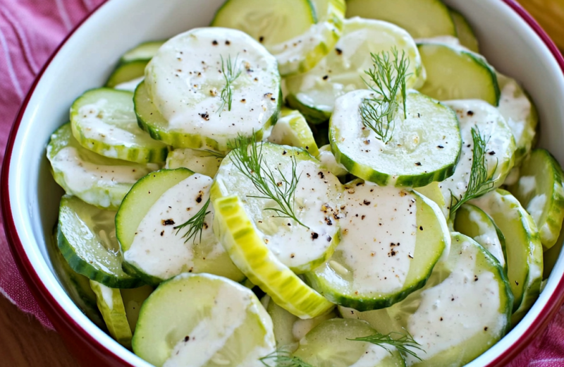 Tangy Pickle Juice Ranch Cucumber Salad