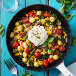 Summer Skillet Gnocchi with Grilled Corn and Burrata