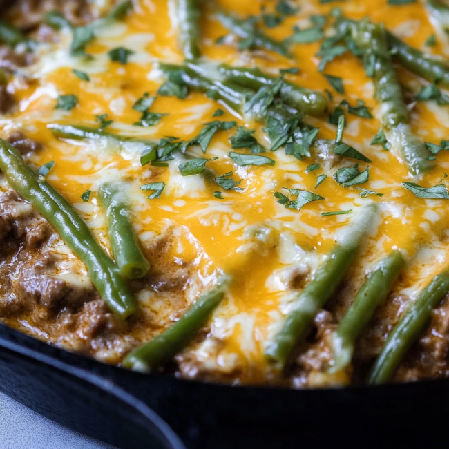 Easy Keto Ground Beef Casserole with Green Beans