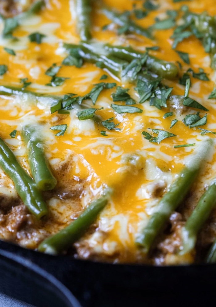 Easy Keto Ground Beef Casserole with Green Beans
