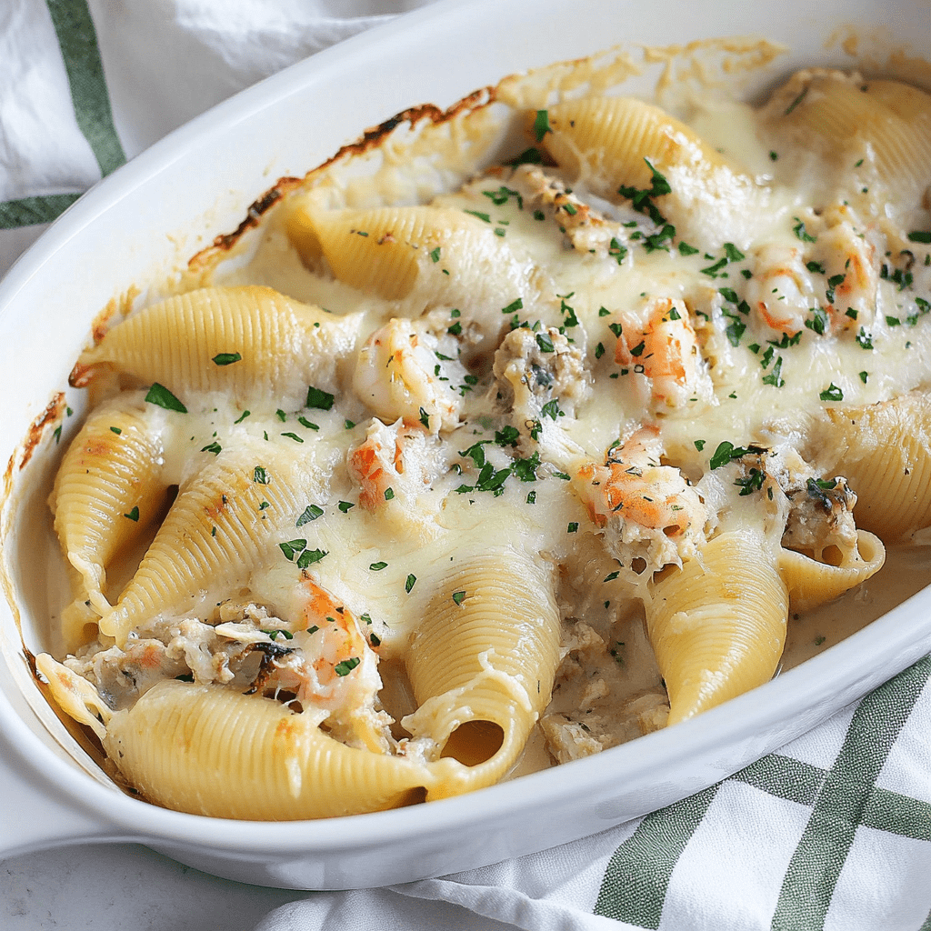 Creamy Seafood Stuffed Shells