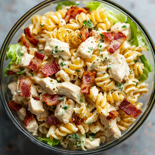 Chicken Bacon Ranch Pasta Salad