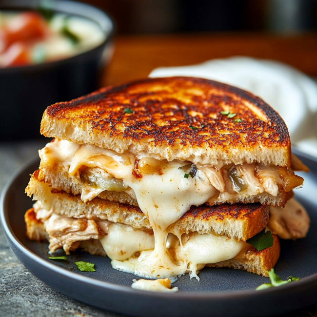 White BBQ Chicken Grilled Cheese!