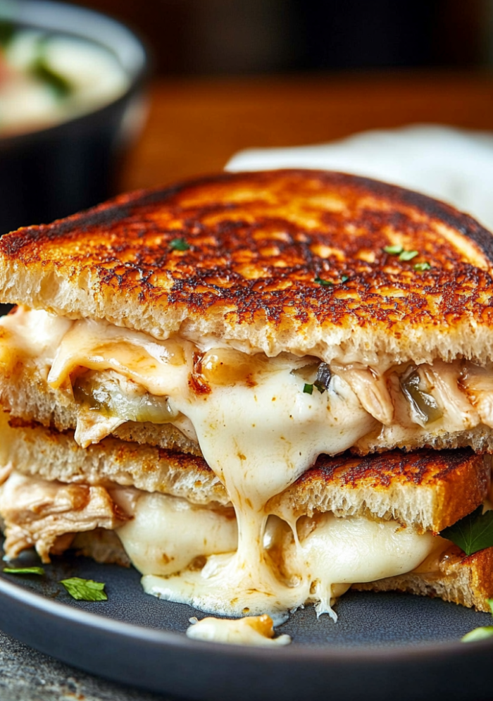 White BBQ Chicken Grilled Cheese!