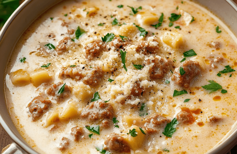 Creamy Parmesan Italian Sausage Soup!