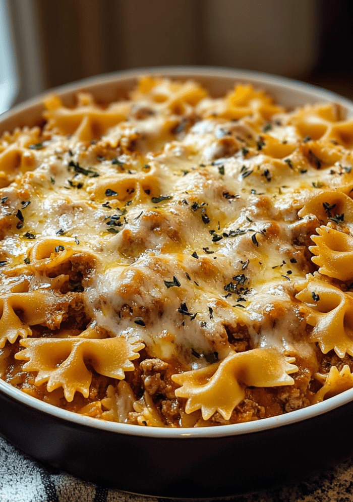 Cheesy Bowtie Pasta Bake