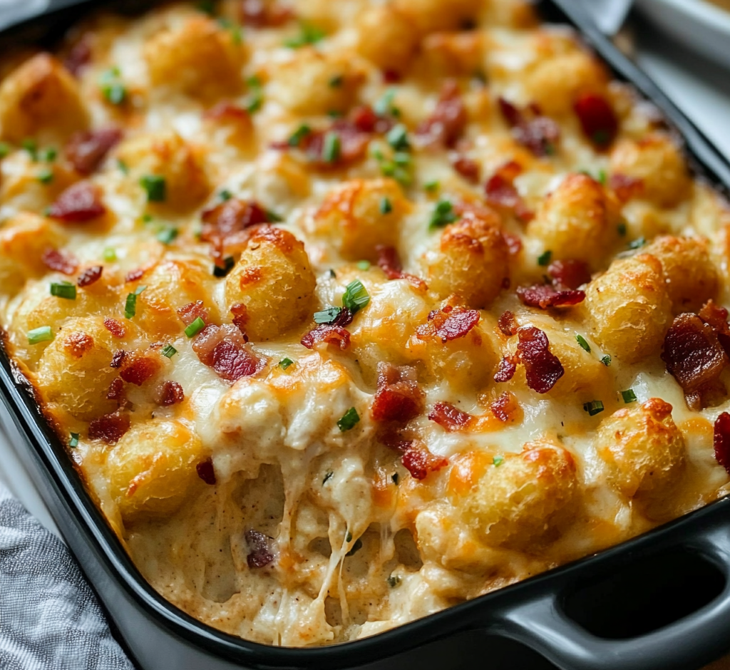 Chicken Bacon Ranch Tater Tot Casserole