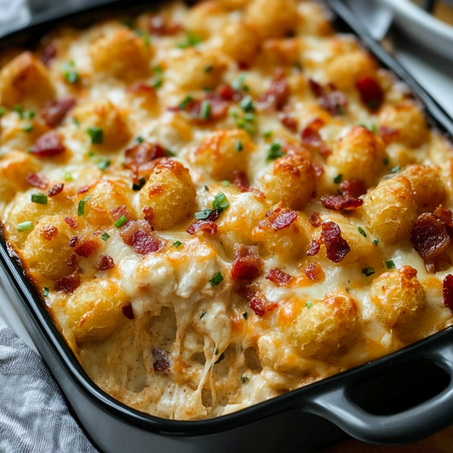 Chicken Bacon Ranch Tater Tot Casserole
