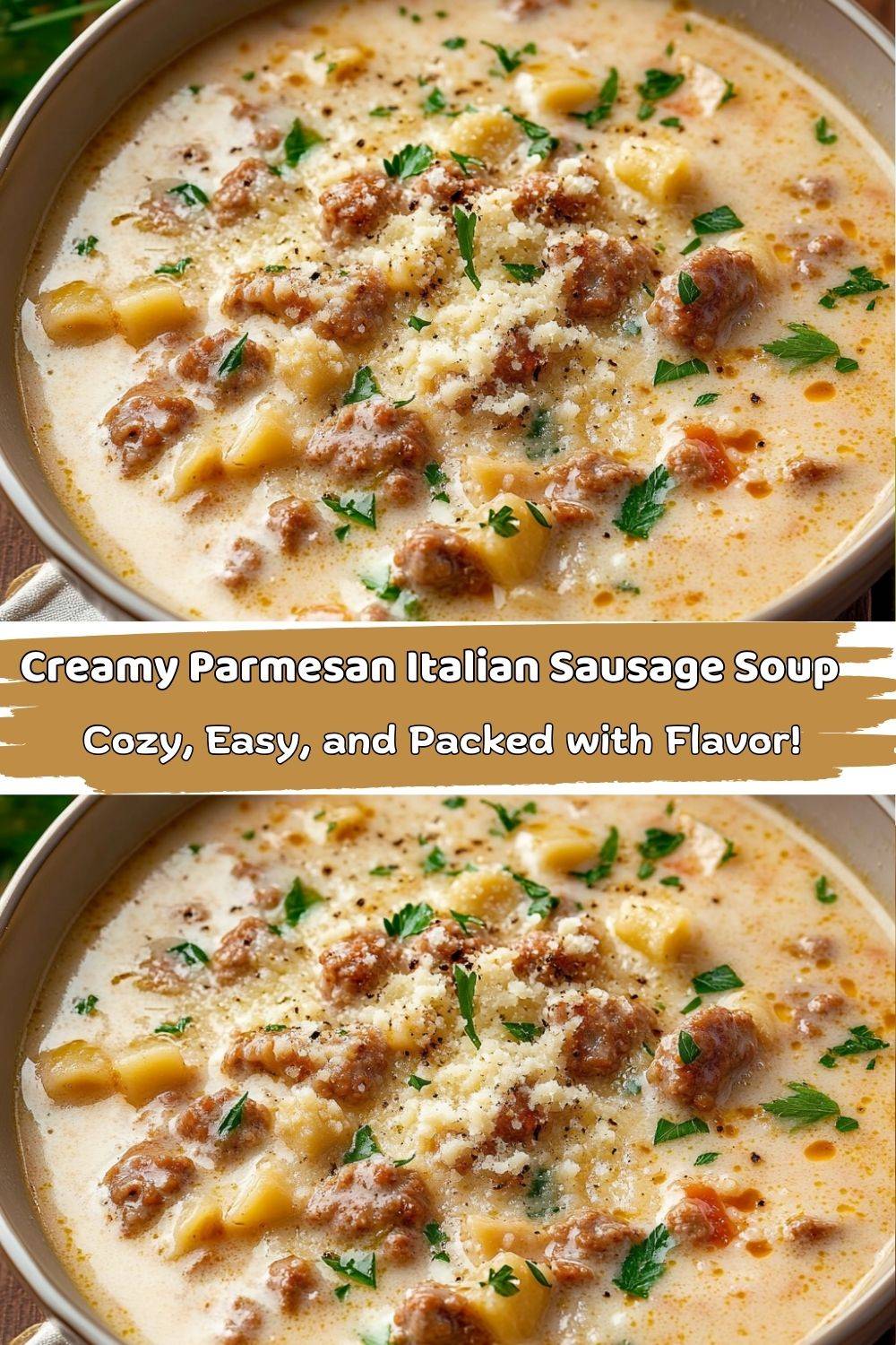 Creamy Parmesan Italian Sausage Soup!