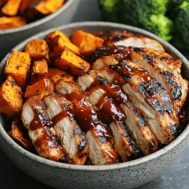 BBQ Chicken & Roasted Sweet Potato Bowls