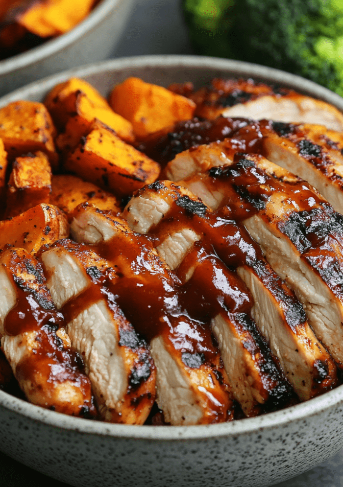 BBQ Chicken & Roasted Sweet Potato Bowls
