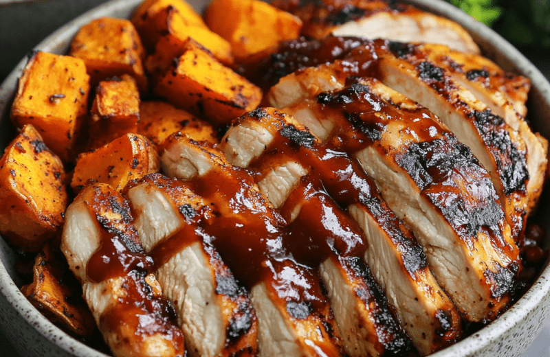 BBQ Chicken & Roasted Sweet Potato Bowls