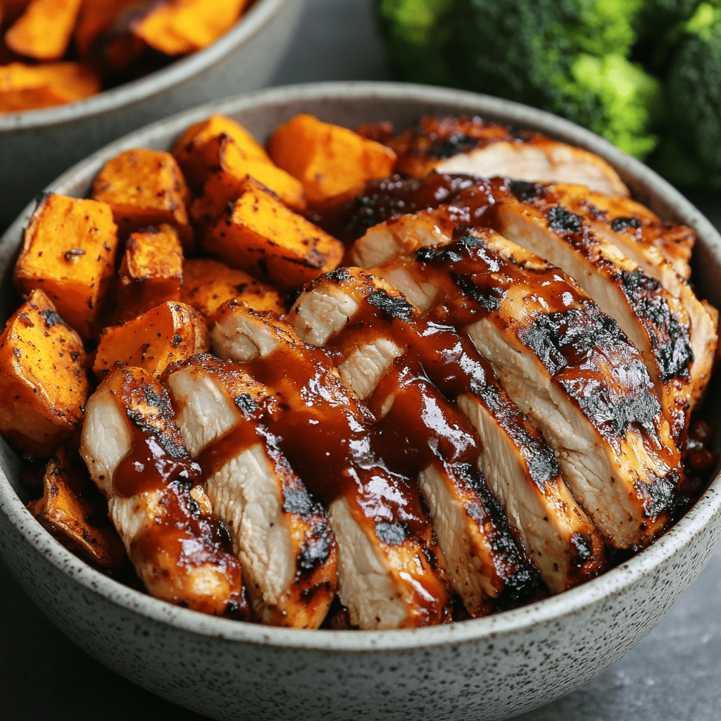 BBQ Chicken & Roasted Sweet Potato Bowls