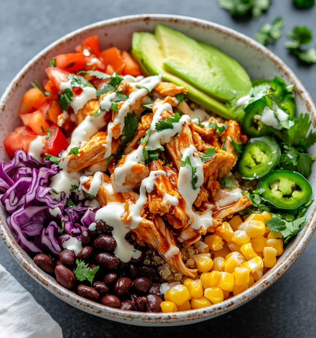 BBQ Ranch Chicken Quinoa Bowls
