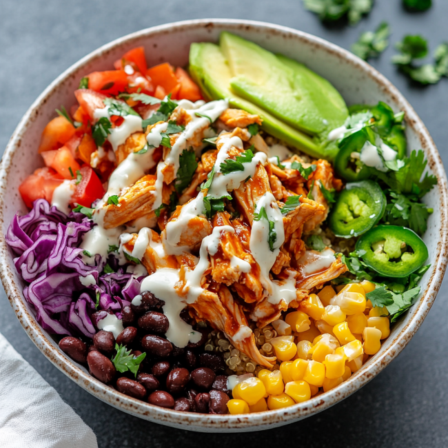 BBQ Ranch Chicken Quinoa Bowls
