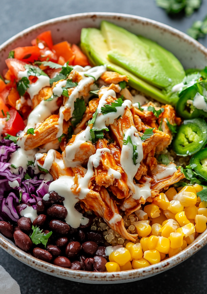 BBQ Ranch Chicken Quinoa Bowls
