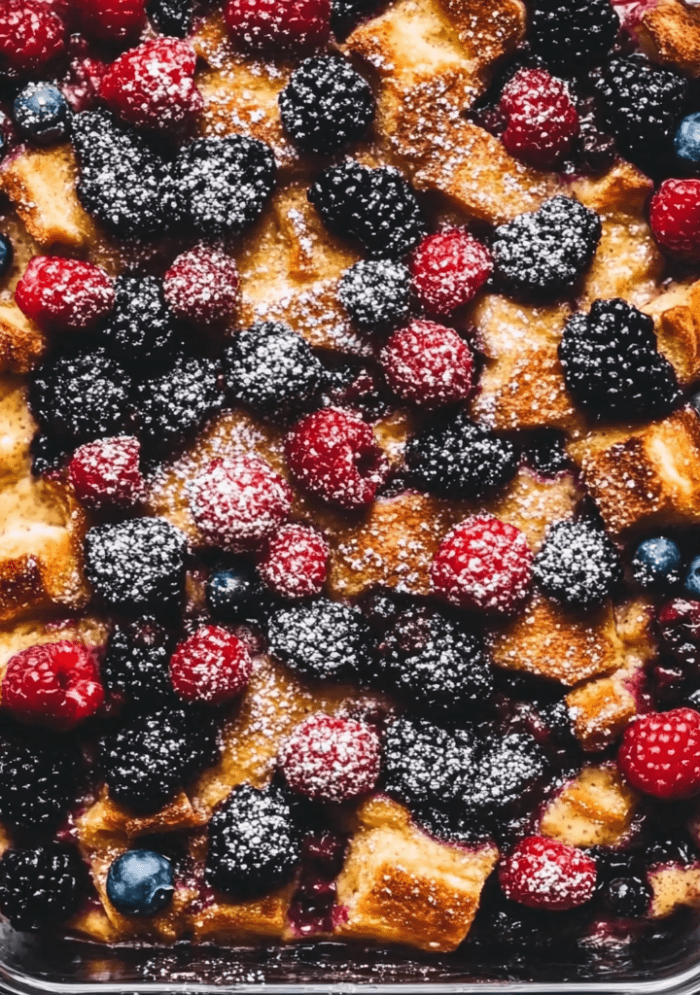 EASY Overnight Breakfast Casserole with Berries