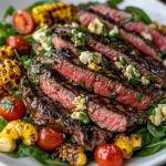 Balsamic Steak Gorgonzola Salad with Grilled Corn