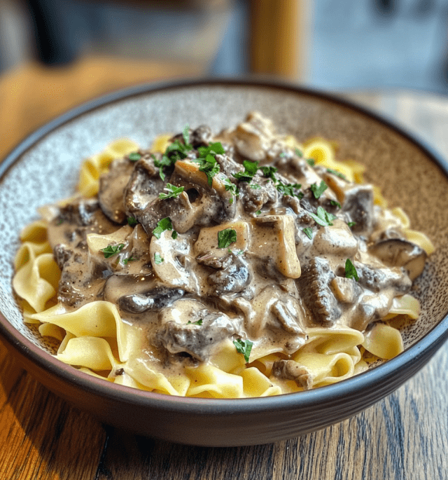 Beef Stroganoff with Egg Noodles