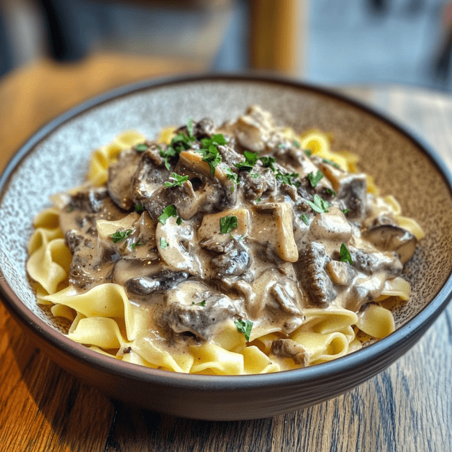 Beef Stroganoff with Egg Noodles