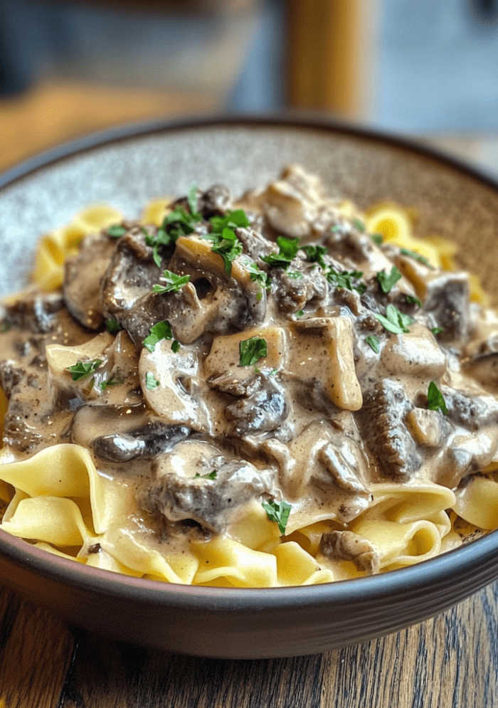 Beef Stroganoff with Egg Noodles
