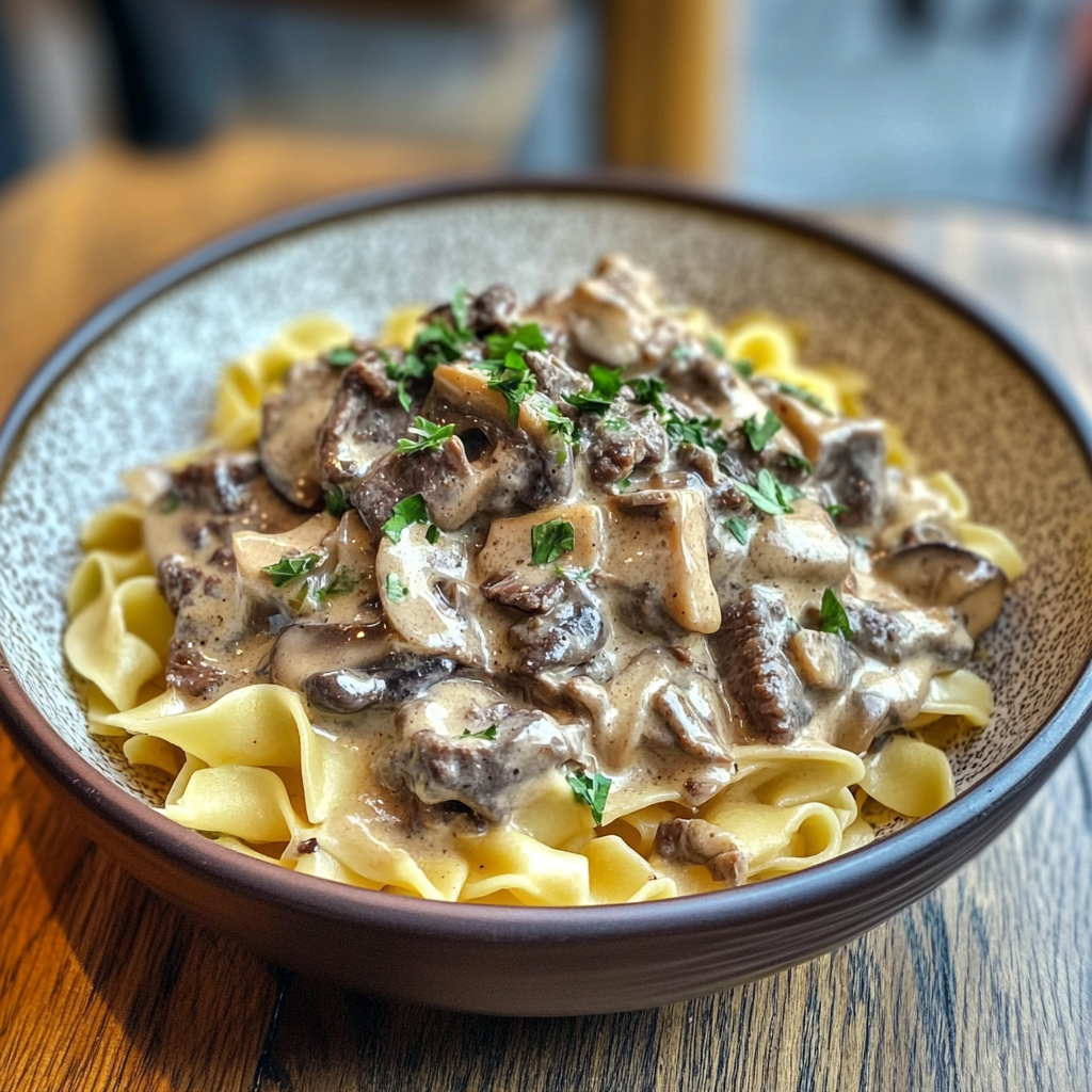 Beef Stroganoff with Egg Noodles