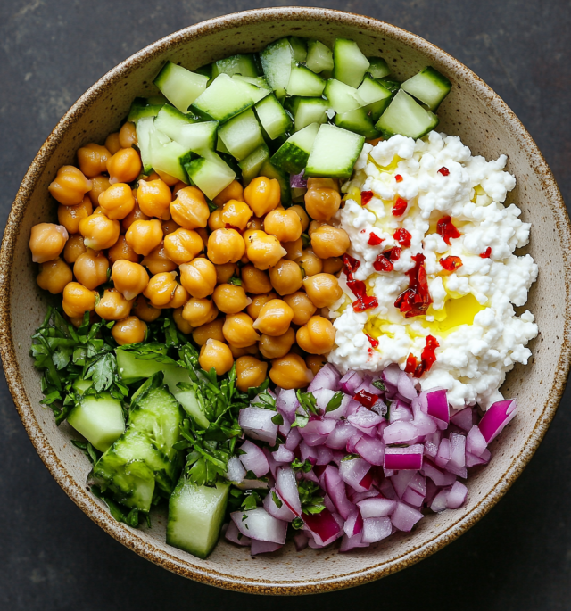 Cottage Cheese Chickpea Salad Recipe