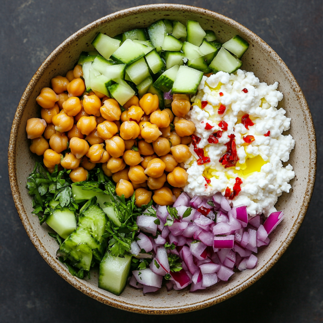 Cottage Cheese Chickpea Salad Recipe