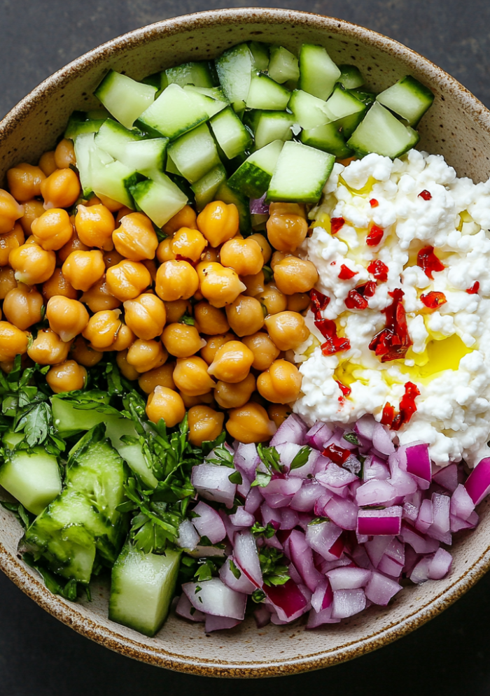 Cottage Cheese Chickpea Salad Recipe