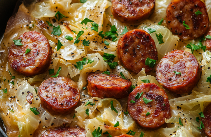 Keto Cajun Sausage & Cabbage Alfredo