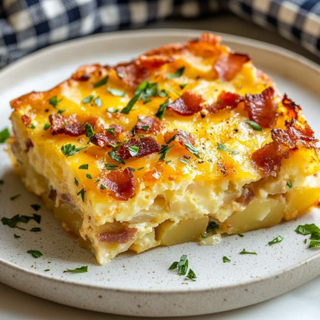 Cheesy Bacon Potato Breakfast Casserole