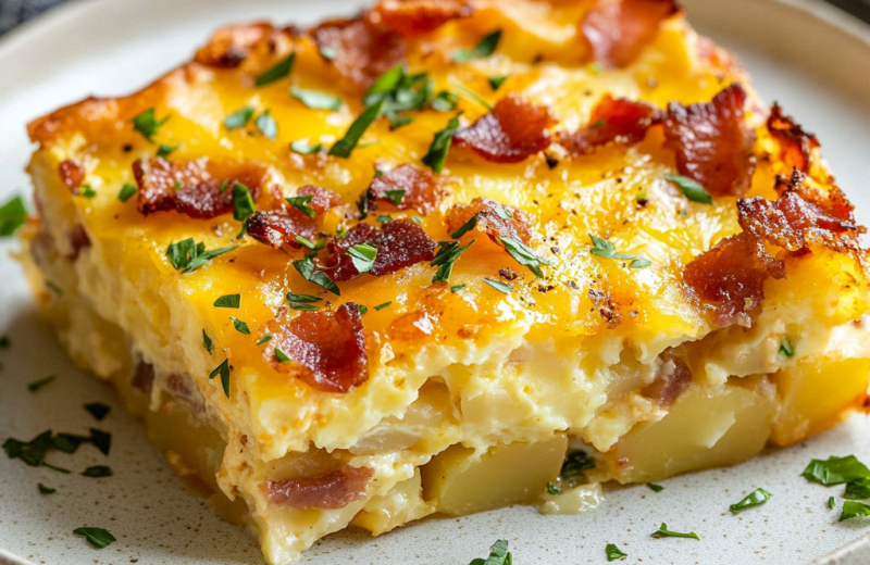 Cheesy Bacon Potato Breakfast Casserole
