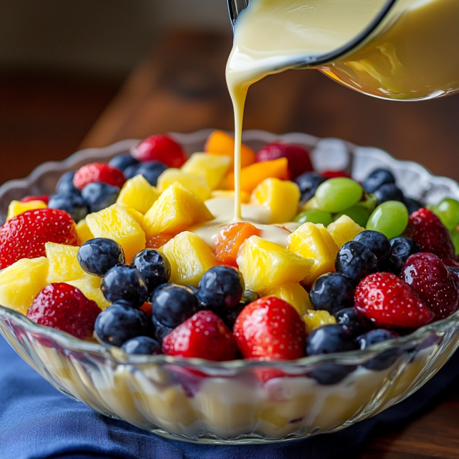 Creamy condensed milk fruit salad