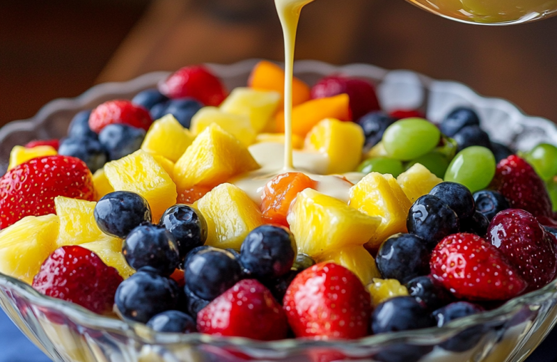 Creamy condensed milk fruit salad