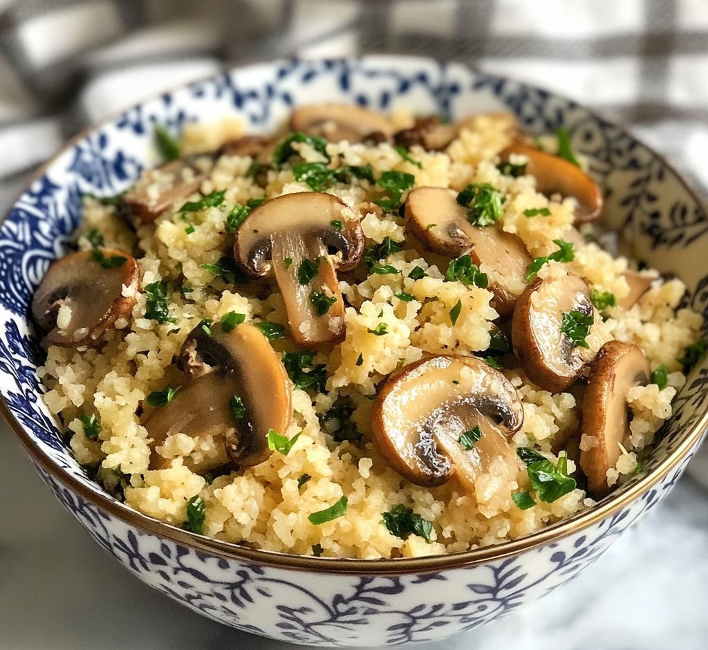 Low Carb Mushroom & Spinach Cauliflower Rice