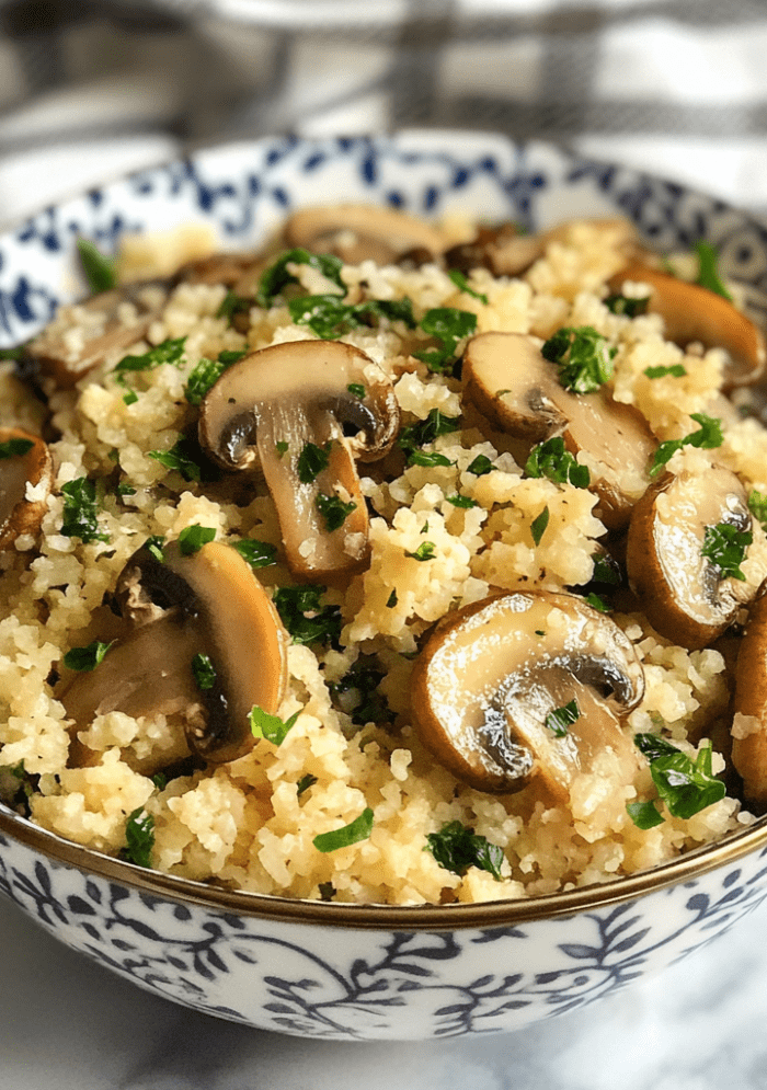 Low Carb Mushroom & Spinach Cauliflower Rice