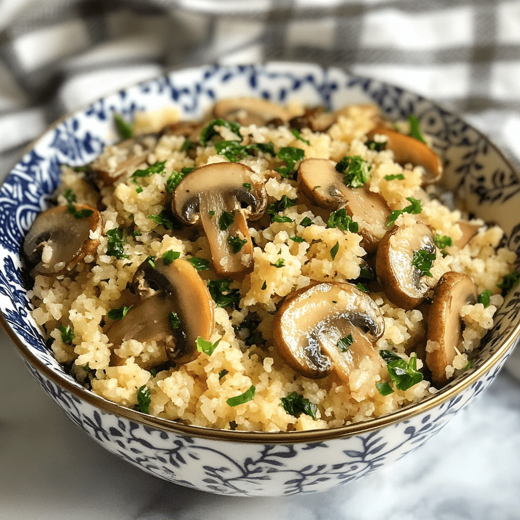 Low Carb Mushroom & Spinach Cauliflower Rice