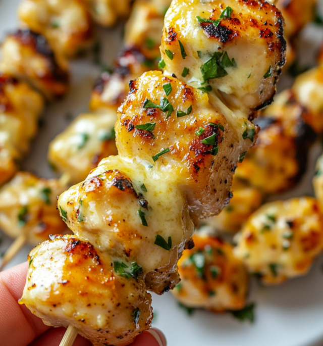 Garlic Parmesan Chicken Skewers