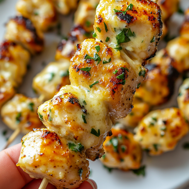 Garlic Parmesan Chicken Skewers