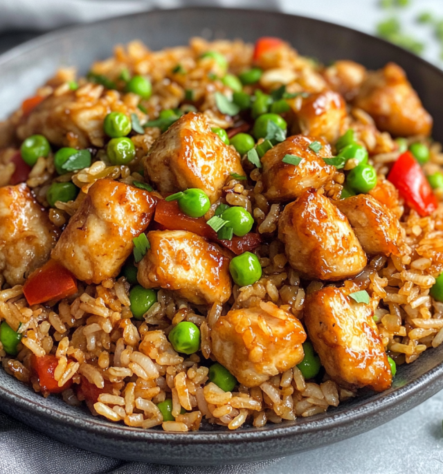 High Protein Crispy Garlic Chicken Fried Rice