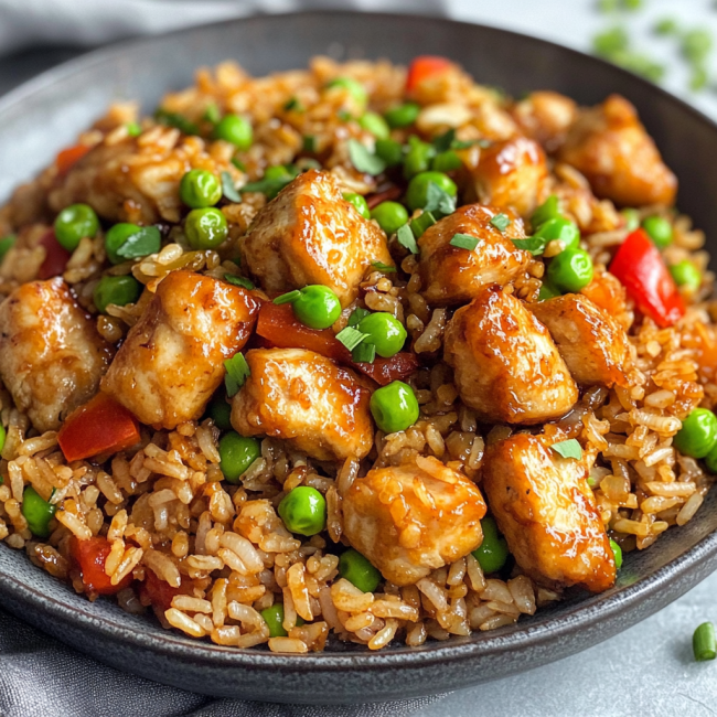 High Protein Crispy Garlic Chicken Fried Rice