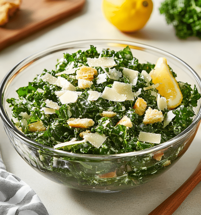 Lemon Kale Caesar Salad