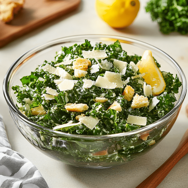 Lemon Kale Caesar Salad