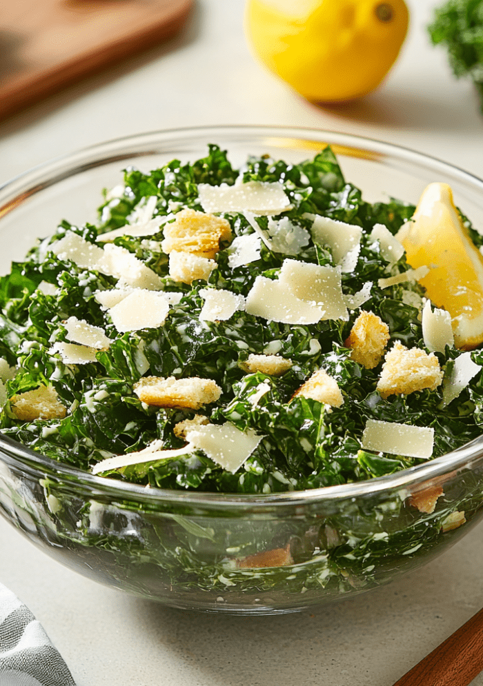 Lemon Kale Caesar Salad
